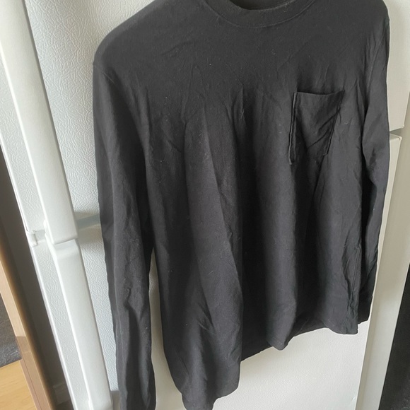 Men’s American Eagle Black Comfy Long Sleeve Tee with Pocket - Size Medium M/M - Picture 3 of 6